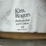 kim rogers NWT Pajama Top Women 1X White Santa Long Sleeve 100% Cotton Christmas Photo 3