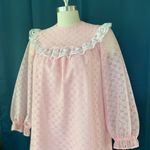 Vintage 70s Pastel Pink Lace Eyelet Ruffle Dress Photo 1