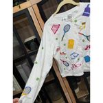 Vintage embroidered tennis cardigan sweater Michael Simon button down US open White Size M Photo 1