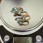 Vintage Signed NAPIER Blue Topaz Aquamarine Rhinestone Goldtone Clip On Earrings Photo 8
