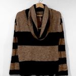 Free People Lulu Rugby Tan and Black Striped Cowl Neck Alpaca Wool Blend Sweater Photo 1