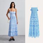 Alice + Olivia Marna Mixed Blue Embroidery Smocked Sundress 12 Photo 1