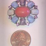 Liz Claiborne Silver Tone Colorful CZ Rhinestone Classic Oval Brooch Pin Photo 2