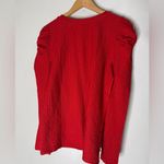 Loft NWT Red Long Sleeve Textured Puff‎ Shoulder T-shirt Large Photo 1