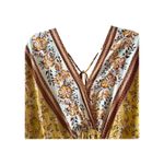 Umgee Boho Yellow Floral Print Maxi Dress V Neck Long Sleeve Tie Back High Low Photo 5