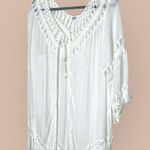 RoomMates Boho White Crocheted Fringe Open Front Cardigan Cover Up Size Large Photo 4
