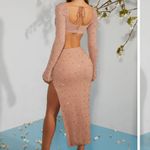 Oh Polly Bordeaux Pearl Embellished Crop Top & Maxi Skirt Two Piece Set Photo 4