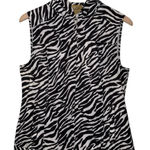Peck & Peck  Black and White‎ Zebra Print Zip Up Windbreaker Shirt Vest Photo 0