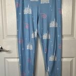 Walt Disney World Sz L Butter Soft Leggings Blue White Castle Print Photo 4
