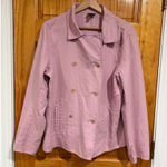 Eileen Fisher  Pink Cotton Stretch Double Breasted Jacket Coat Women’s Medium Photo 0