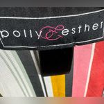 Polly & Esther pink mustard yellow black red striped kimono wrap top size large Photo 2