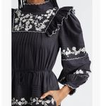 Farm Rio ‎ Embroidered Long Sleeve Tiered Maxi Dress Black XS Photo 5