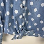 Seven 7 Womens Button Up Shirt Size S Chambray‎ Denim Top Polka Dot Long Sleeve Photo 4