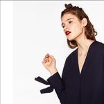 ZARA nwt poplin dress bow detailed sleeves sz med Photo 6