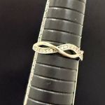 Vintage 925 Mexican Sterling Silver Pave CZ Love Infinity Ring Size 9 Photo 9