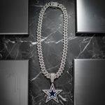 NFL Dallas Cowboys 20 Inch Necklace Pendant Cuban Chain Link Football Jewelry Photo 1