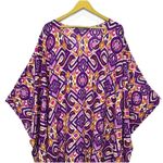 Roamans Oversized Kaftan Maxi Dress Size 1X Cover Up Multicolor Boho Beach Purple Photo 2