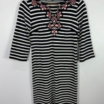 Talbots  Petites P Navy White Striped Embroidered Dress Coastal Preppy Old Money Photo 0