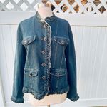 Berek 2 Rhinestone & Cameo Button Jean Jacket By Takako Sakon Size XL Blue Photo 3