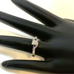 10K SOLID WHITE GOLD .20 CARAT TOTAL WEIGHT & SAPPHIRE DIAMOND RING (5.25) Blue Photo 8