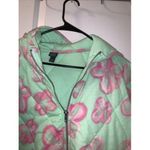 Wild Fable Floral Print Coat Jacket Zip Quilted Women's Size Large Green Pink Photo 1
