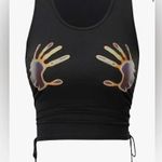 SheIn  Graphic Handprint Sleeveless Drawstring Ruched crop tank, size small. Photo 3
