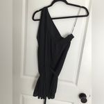 Helmut Lang  Black Asymmetrical Off Shoulder Blouse Size M SILK Photo 2