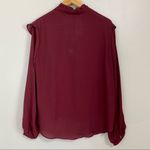 Velvet Heart  Women’s Long Sleeve Ruffle V Neck Blouse Wine Size Small NWT Photo 6