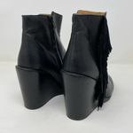 See By Chloe  Fringe Ankle Boot size 40 Black Wedge Bootie Photo 5