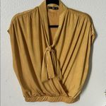 ZARA  Mustard Yellow Blouse with Tie Detail Photo 0