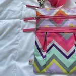All For Color  Womens Striped Crossbody Bag Adjustable Strap Pink Blue Zipper Photo 1