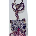 RHINESTONE NOVELTY CAT TASSEL BAG CHARM KEYCHAIN Gold Photo 0