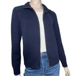 Ralph Lauren Lauren  Vintage Size L Navy Blue Cotton Knit Sweater Zip Up Cardigan Photo 3