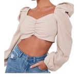 Missguided Misguided puff sleeve blouse Milkmaid Crop Top French Victorian cottage coquette Photo 0
