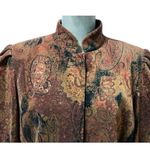 Dana Buchman Womens  Brown burgundy Green Floral Brocade Print Blazer Jacket 16 Photo 4