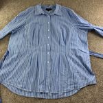 Lane Bryant Lane Bryant Womens Plus Size 28 Blue White Striped Button Up Tunic Belt Shirt Photo 5
