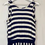 Egs California Women’s Sleeveless Blouson Jumpsuit Navy & White Stripe Size L Photo 1