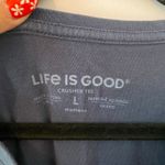 Life is Good Blue Crusher Tee V-neck Super Mom Cotton Casual Women's size Large Photo 1