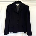 Le Suit Womens 10 Black Jacket Skirt Suit Single Breasted Accordion Pleat Hem Photo 1