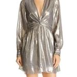 Ramy Brook Gold Metallic Silk Long Sleeve Mini Dress 2 Photo 1