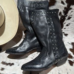 MARC ALPERT 100% LEATHER WESTERN STUDDED BOOTS BURNING MAN SIZE 8.5 A13 Black Photo 0