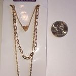 Gold Tone Multi Strand Layered Heart Flower Pendant Boho Necklace Photo 3