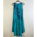 Soft Surroundings  XS Tie Dye Tank Dress Blue Rayon Boho Beachy Summer Midi Maxi Photo 5