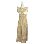 Cool Mode Ditsy Floral Smocked Bodice Midi Dress Yellow Size L Photo 3