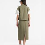 Goella Zippered Lapel Vest And Slit Half Skirt Two Photo 2