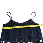Club Monaco Women’s M Tassle Fringe Crop Tank Black Cami Strap Resortwear Beachy Photo 6