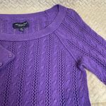 American Eagle Outfitters Y2K Style Purple Cable Knit 3/4 Sleeve Skinny Sweater Photo 8