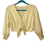 Abercrombie & Fitch A&F Yellow Long Sleeve Tie Front Cropped Blouse Photo 0