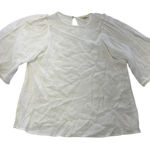 Gilli Blouse Womens Small Sheer Puff Short Sleeve Top Rayon Nylon OT6007 White Photo 0