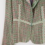 True Meaning Tweed Blazer Floral Trim Green Pink Preppy Lace Twee Office Size 8 Photo 8